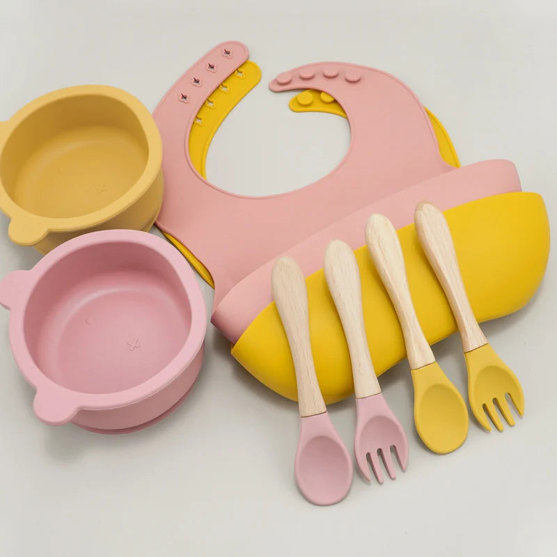 Set Cuillère & Fourchette Bébé en Silicone – Apprentissage des Repas