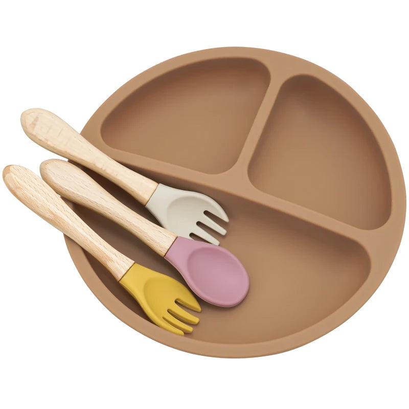 Set Cuillère & Fourchette Bébé en Silicone – Apprentissage des Repas