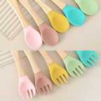 Set Cuillère & Fourchette Bébé en Silicone – Apprentissage des Repas