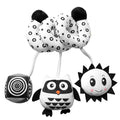 Hanging Toys Car Seat Crib Mobile Infant Baby Spiral Plush Bed Stroller Bar Black and White Color Toy with Rattles BB Squeaker