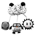 Hanging Toys Car Seat Crib Mobile Infant Baby Spiral Plush Bed Stroller Bar Black and White Color Toy with Rattles BB Squeaker