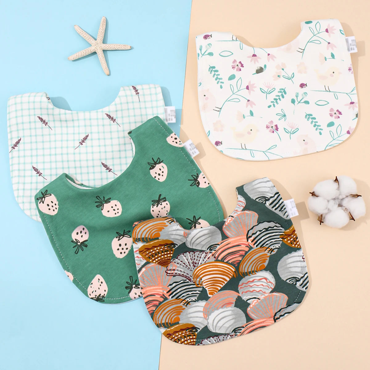 Lot de 4 bavoirs coton