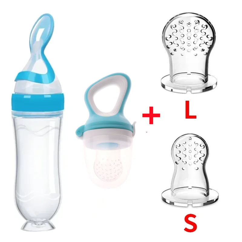 Safe Baby Spoon Bottle and Fruit Feeder Kit Baby Feeding Bottle Toddler Fresh Vegetable Fruit Pacifier Toddler Feeding Supplies