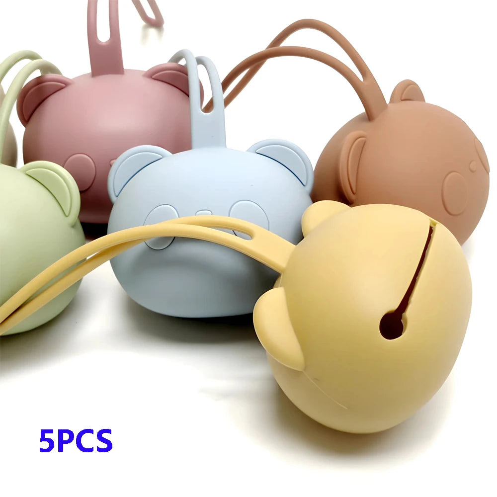 Bear Pacifier Bag Baby Soother Silicone Dust Organiser Bag Portable Baby Pacifier Chain Bag