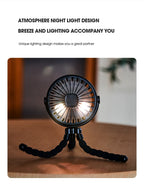 Portable USB Desktop Folding Fan,Outdoor Baby Stroller Handheld Fan, Summer Mute Small Multifunctional Octopus Mini Fan