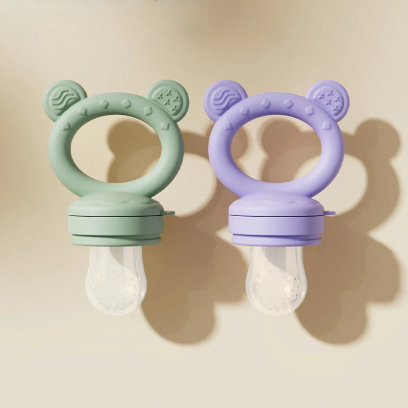 Baby Fruit Food Feeder & Mini Freezer Nibble Tray with Lid Breastmilk Popsicle Molds Silicone Infant Self Feeding Food Pacifier