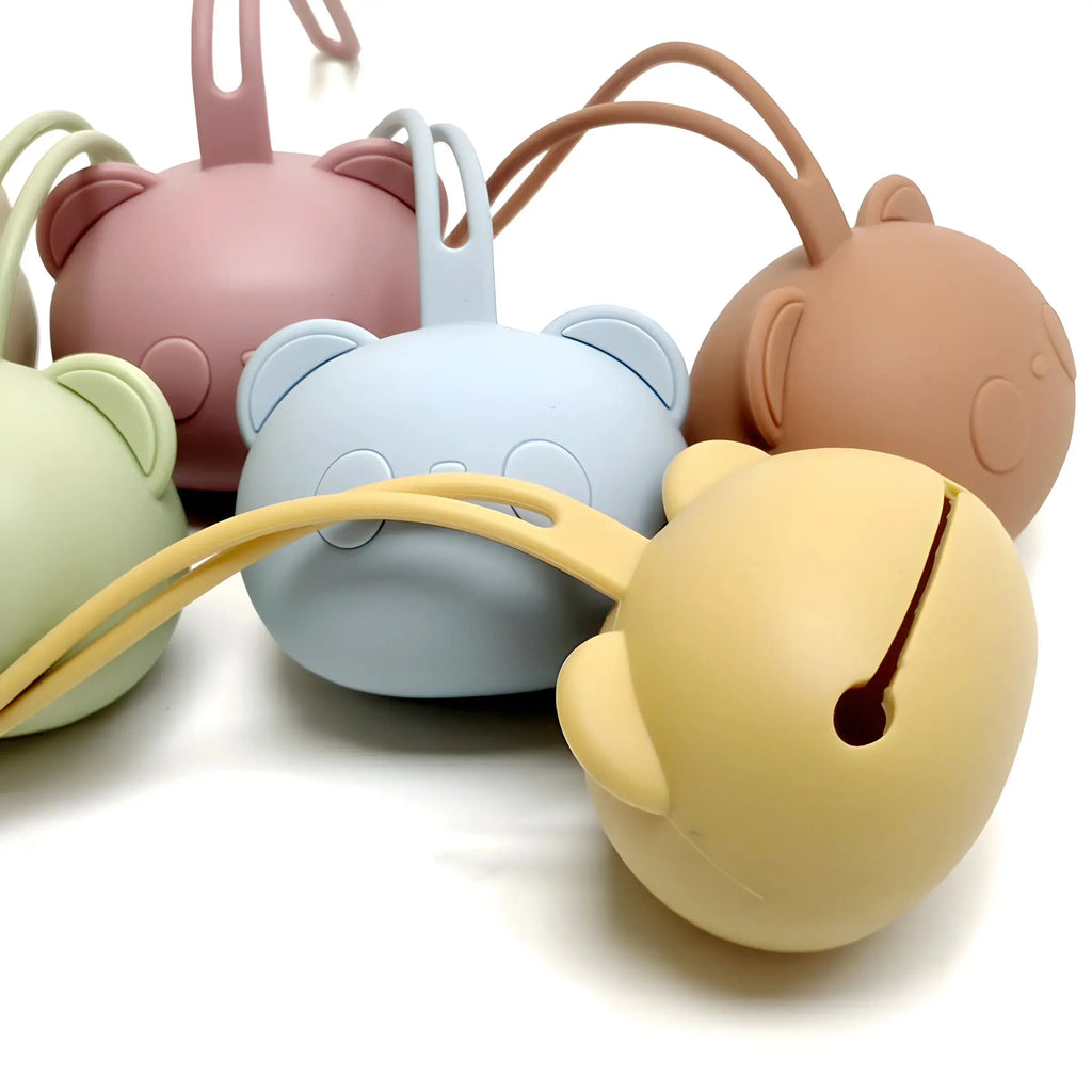 Bear Pacifier Bag Baby Soother Silicone Dust Organiser Bag Portable Baby Pacifier Chain Bag
