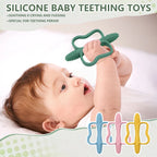 Baby teething toys with easy-grip handles, food-grade silicone teething toys, suitable for babies 0-6 months, 6-12 months