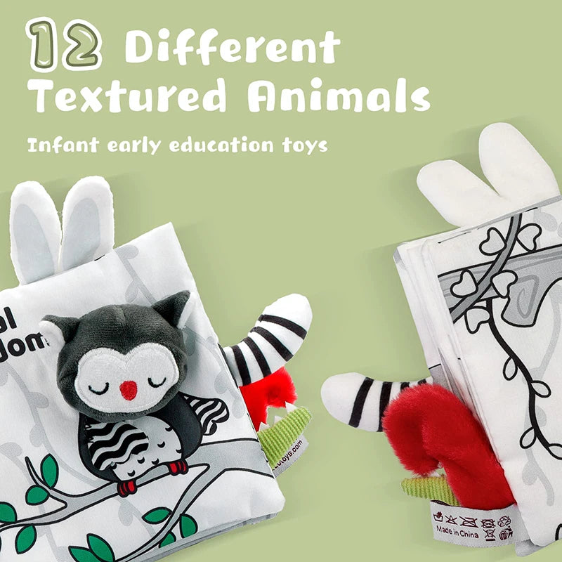 Soft Baby Books 3D Touch Feel High Contrast Cloth Book Sensory Early Learning Stroller Toys for Infant Toddler Gifts 0-12 Months