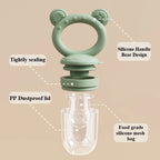 Baby Fruit Food Feeder & Mini Freezer Nibble Tray with Lid Breastmilk Popsicle Molds Silicone Infant Self Feeding Food Pacifier