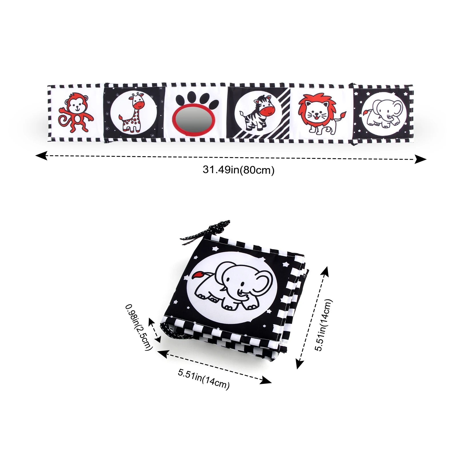 Baby Cloth Book High Contrast Baby Toys 0M+ Newborn Crib Toys Black and White Animal Sensory Cloth Books Montessori Toys