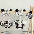 Hanging Toys Car Seat Crib Mobile Infant Baby Spiral Plush Bed Stroller Bar Black and White Color Toy with Rattles BB Squeaker