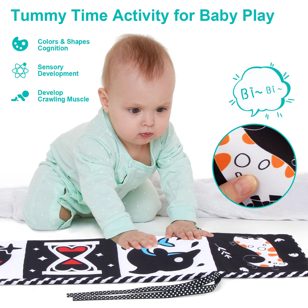Baby Cloth Book High Contrast Baby Toys 0M+ Newborn Crib Toys Black and White Animal Sensory Cloth Books Montessori Toys
