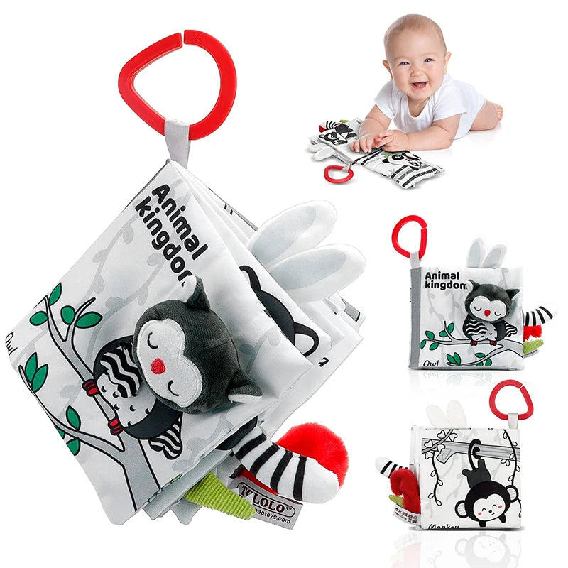 Soft Baby Books 3D Touch Feel High Contrast Cloth Book Sensory Early Learning Stroller Toys for Infant Toddler Gifts 0-12 Months