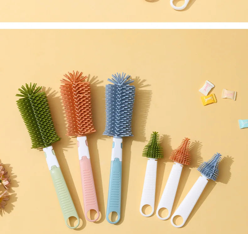 Set de 2 Brosses Biberon en Silicone Doux – Rotation 360°