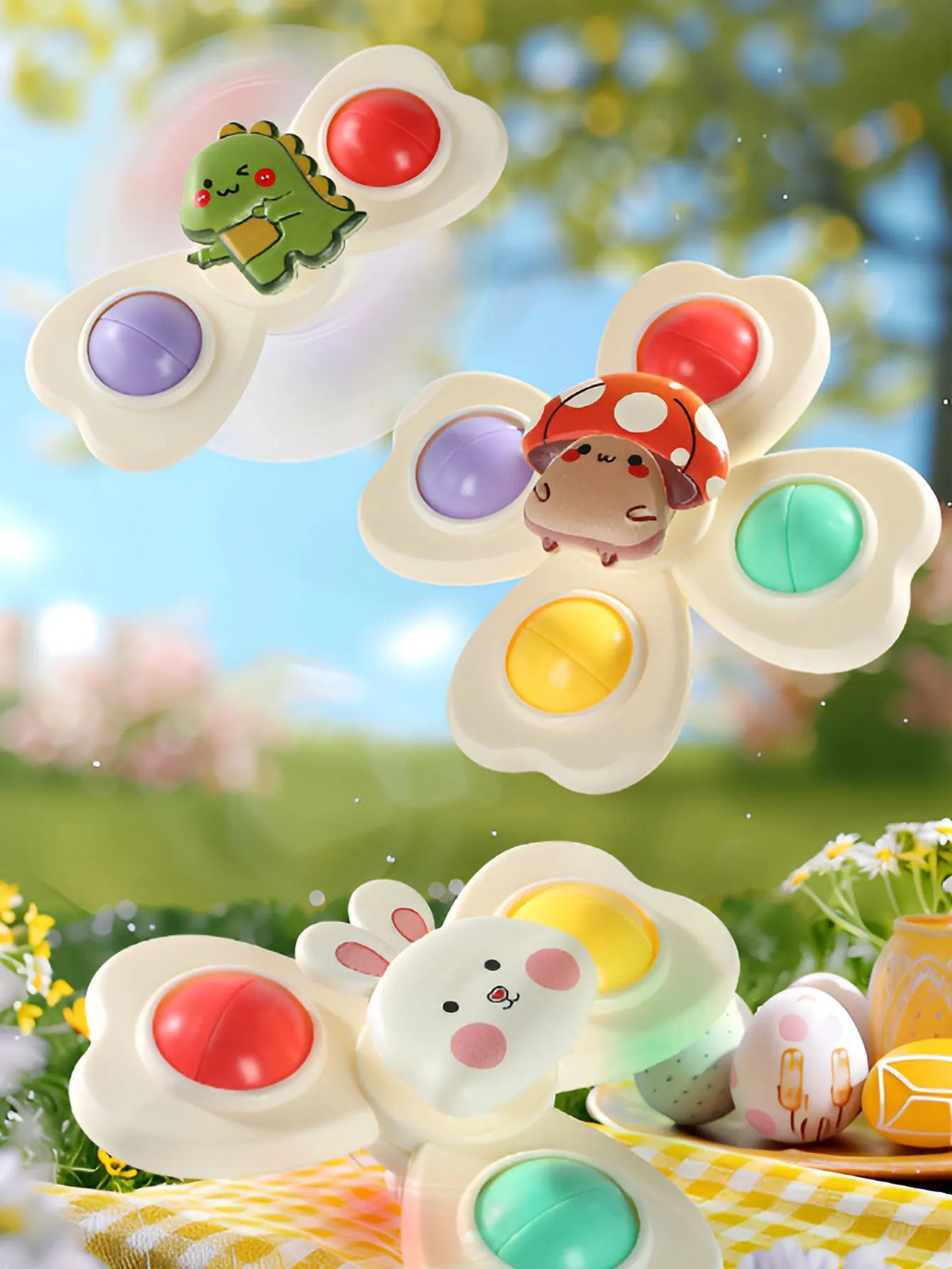 Suction wheel Fun rotating toy multi-scene playable compact portable suction adsorption smooth surface 3pcs