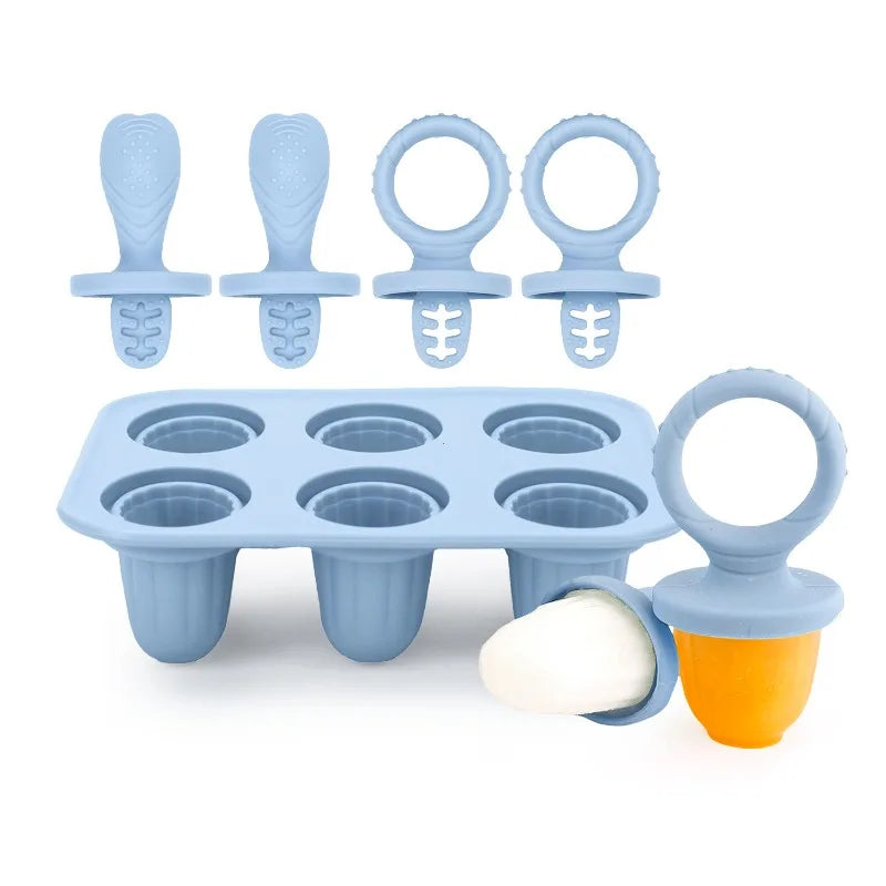 4/6 Cavity New Baby Teething Ice Cream Stick Mold Perfect for Freezing Milk Homemade Popsicles Summer Kitchen DIY Ice Cream Mold