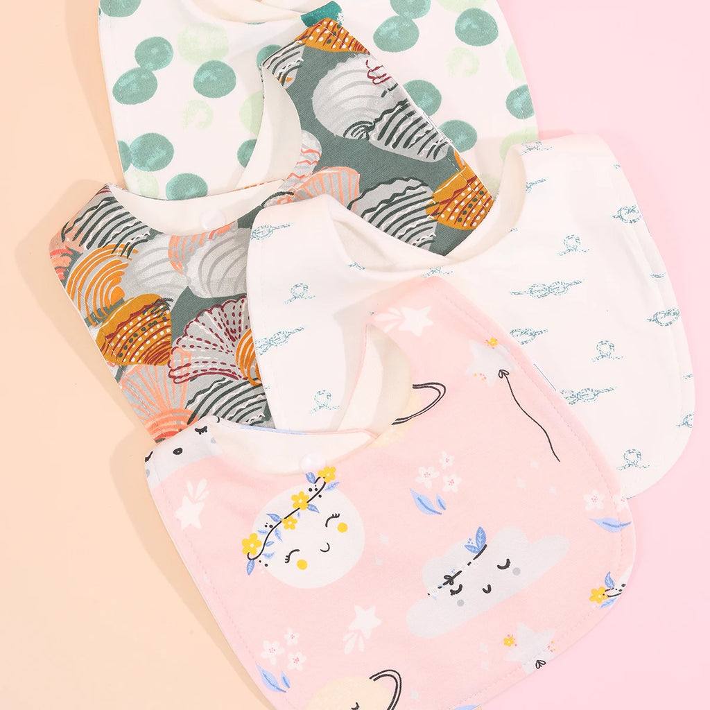 Lot de 4 bavoirs coton
