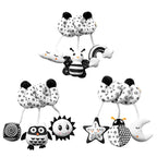 Hanging Toys Car Seat Crib Mobile Infant Baby Spiral Plush Bed Stroller Bar Black and White Color Toy with Rattles BB Squeaker