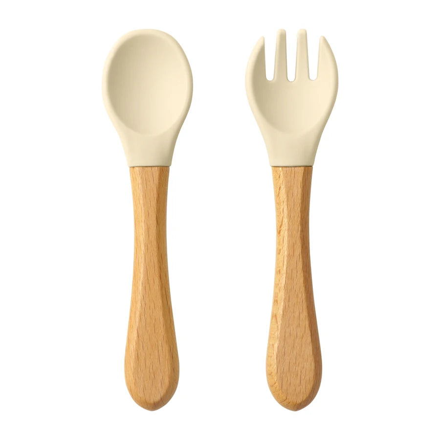 Set Cuillère & Fourchette Bébé en Silicone – Apprentissage des Repas
