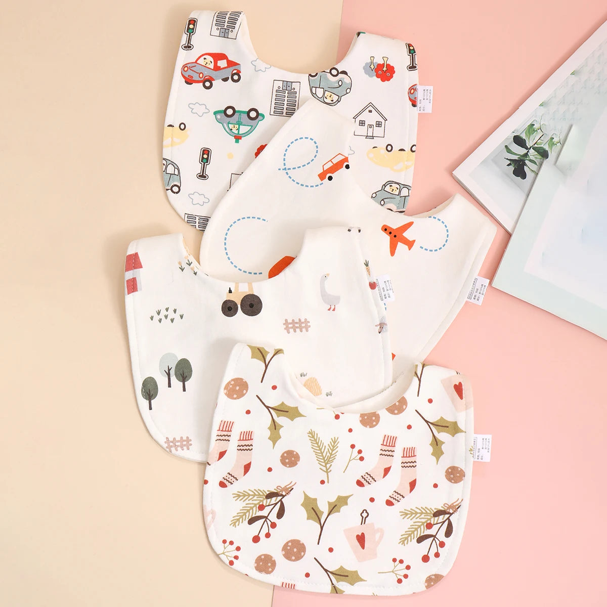 Lot de 4 bavoirs coton