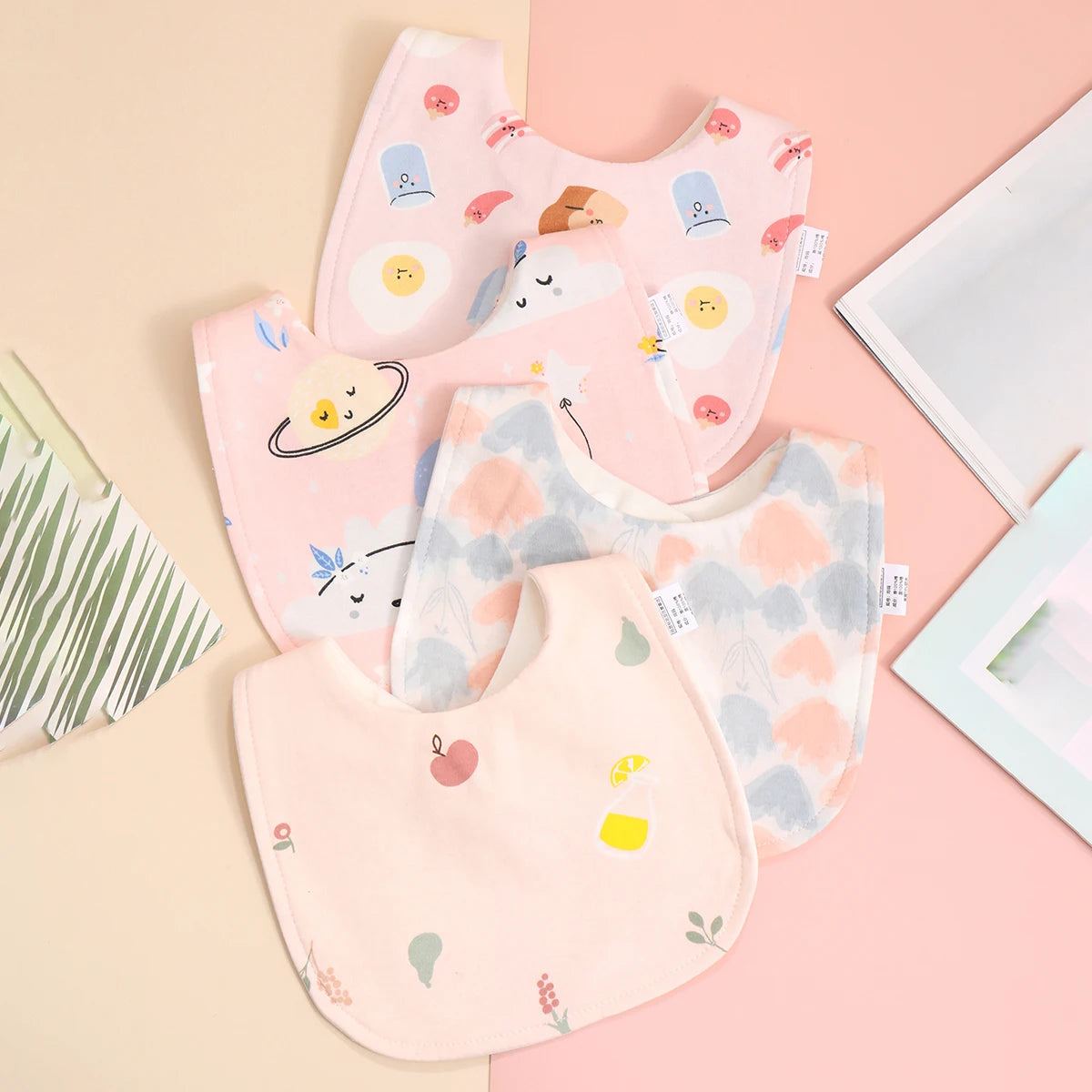 Lot de 4 bavoirs coton