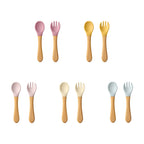 Set Cuillère & Fourchette Bébé en Silicone – Apprentissage des Repas