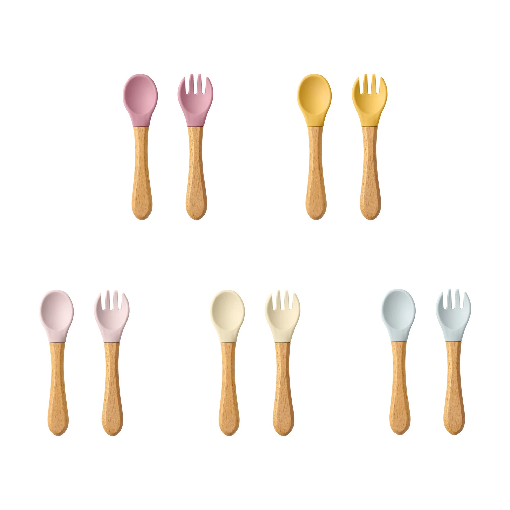 Set Cuillère & Fourchette Bébé en Silicone – Apprentissage des Repas