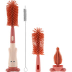 Brosse Biberon Silicone 3-en-1 – Brosse, Paille & Tétine