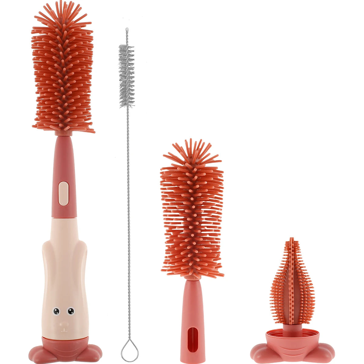 Brosse Biberon Silicone 3-en-1 – Brosse, Paille & Tétine