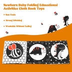 Soft Baby Books 3D Touch Feel High Contrast Cloth Book Sensory Early Learning Stroller Toys for Infant Toddler Gifts 0-12 Months
