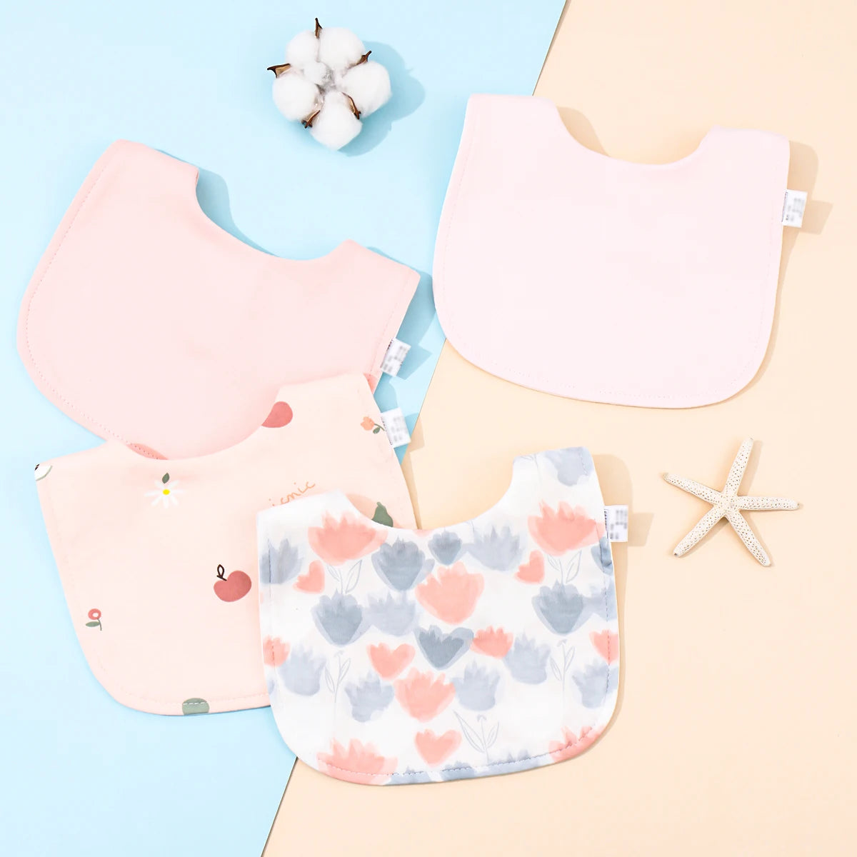Lot de 4 bavoirs coton