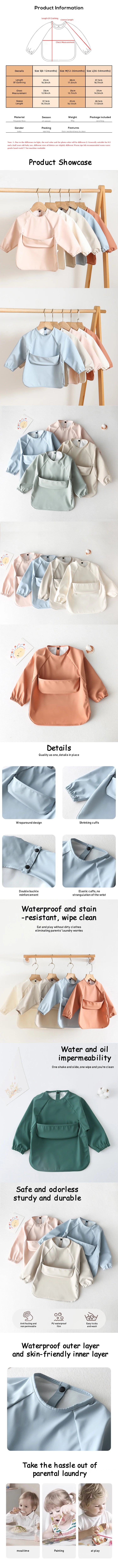Bavoir Tablier Imperméable à Manches Longues – Bébé & Enfant