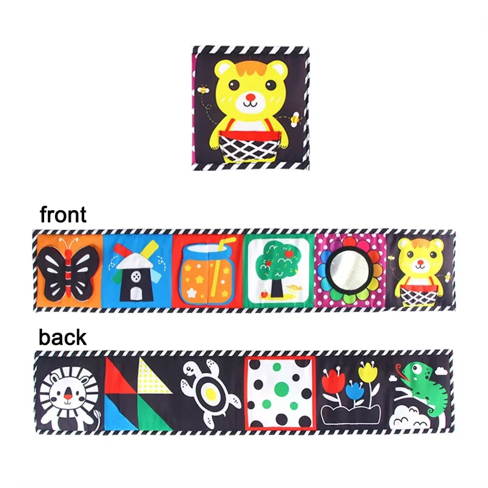 Baby Cloth Book High Contrast Baby Toys 0M+ Newborn Crib Toys Black and White Animal Sensory Cloth Books Montessori Toys
