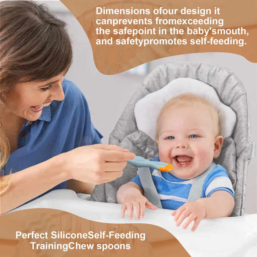 4pcs silicone baby food spoon, training spoon for babies over 6 months old, easy-to-grip tableware, Christmas gift