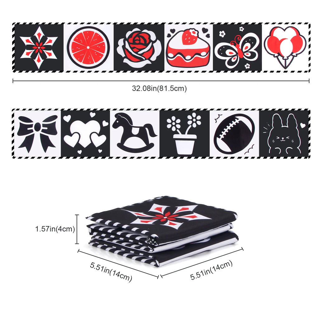 Baby Cloth Book High Contrast Baby Toys 0M+ Newborn Crib Toys Black and White Animal Sensory Cloth Books Montessori Toys