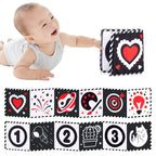 Baby Cloth Book High Contrast Baby Toys 0M+ Newborn Crib Toys Black and White Animal Sensory Cloth Books Montessori Toys
