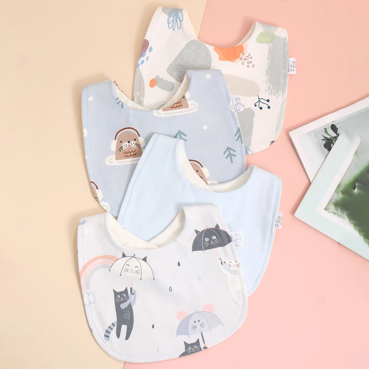 Lot de 4 bavoirs coton