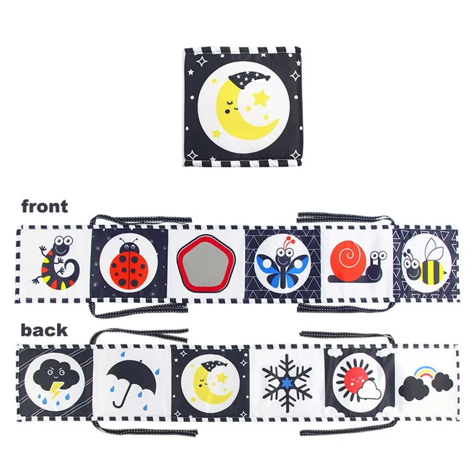 Baby Cloth Book High Contrast Baby Toys 0M+ Newborn Crib Toys Black and White Animal Sensory Cloth Books Montessori Toys