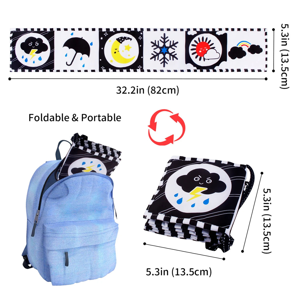 Baby Cloth Book High Contrast Baby Toys 0M+ Newborn Crib Toys Black and White Animal Sensory Cloth Books Montessori Toys