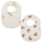 2pcs Newborn Baby Cotton Gauze Bibs Waterproof Infant Boys Girls Burp Cloths Printing Scarf Toddler Saliva Towel Feeding Stuff