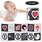 Baby Cloth Book High Contrast Baby Toys 0M+ Newborn Crib Toys Black and White Animal Sensory Cloth Books Montessori Toys