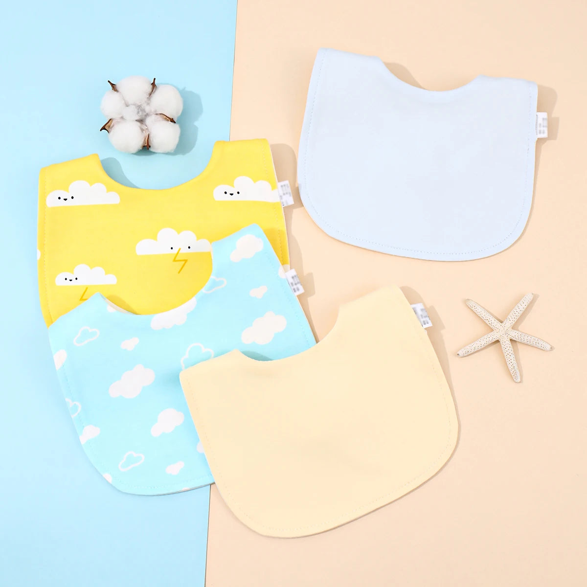 Lot de 4 bavoirs coton