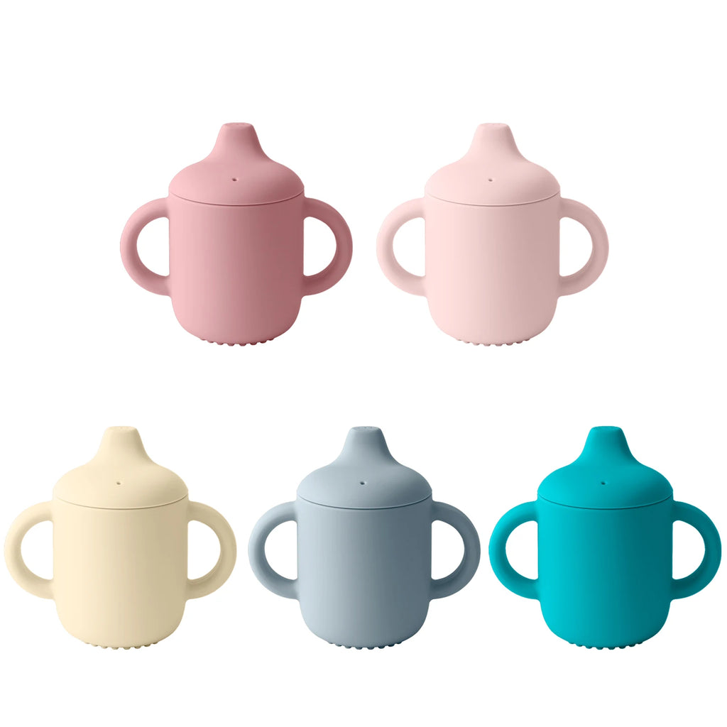 1PCS Baby Feeding Silicone Cups For Infants And Young Children Portable Learning Hand Shank Drinking Water Cups Baby Stuff