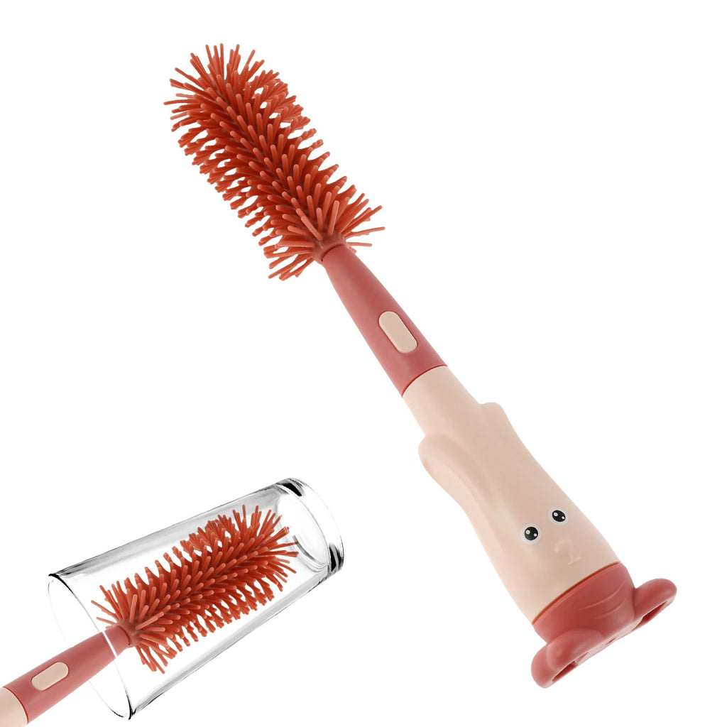 Brosse Biberon Silicone 3-en-1 – Brosse, Paille & Tétine