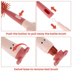 Brosse Biberon Silicone 3-en-1 – Brosse, Paille & Tétine