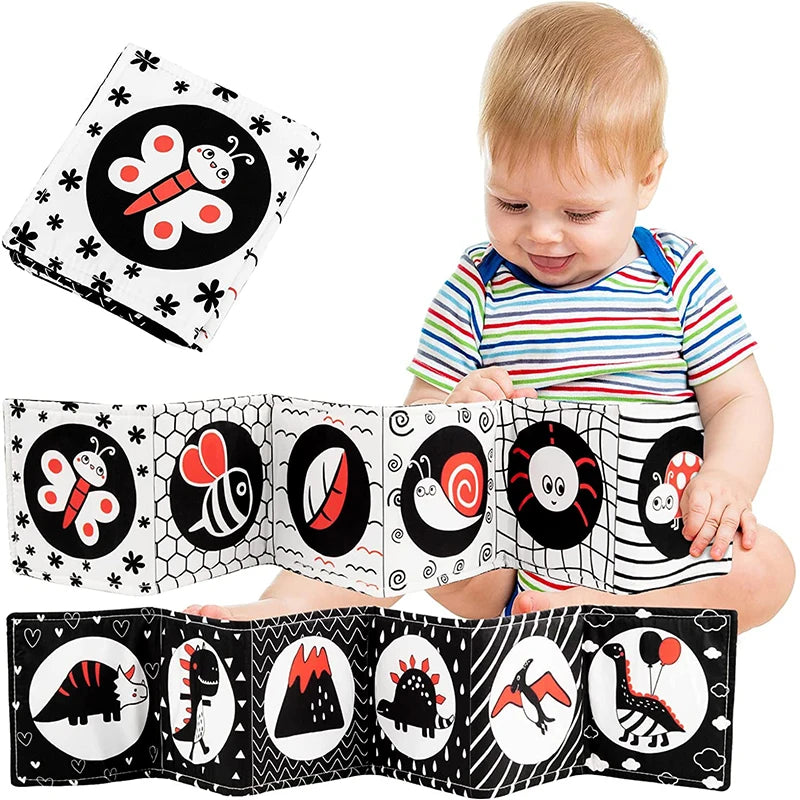 Soft Baby Books 3D Touch Feel High Contrast Cloth Book Sensory Early Learning Stroller Toys for Infant Toddler Gifts 0-12 Months