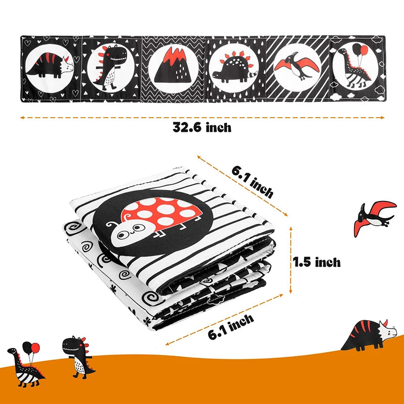 Soft Baby Books 3D Touch Feel High Contrast Cloth Book Sensory Early Learning Stroller Toys for Infant Toddler Gifts 0-12 Months
