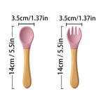 Set Cuillère & Fourchette Bébé en Silicone – Apprentissage des Repas