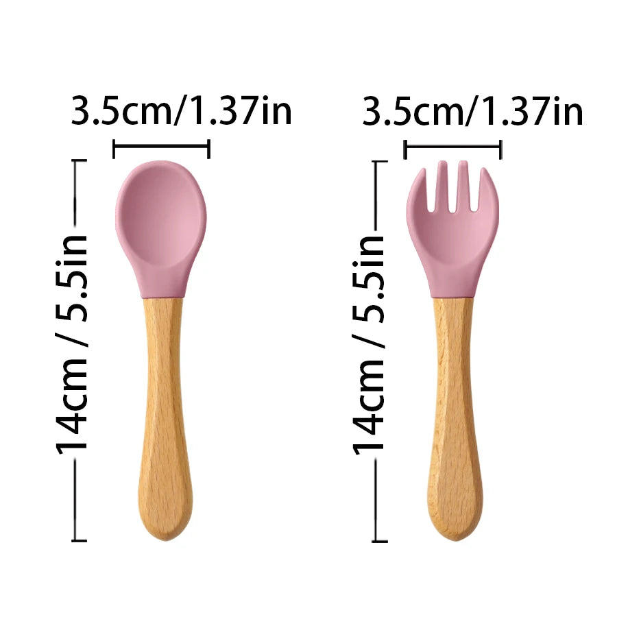 Set Cuillère & Fourchette Bébé en Silicone – Apprentissage des Repas